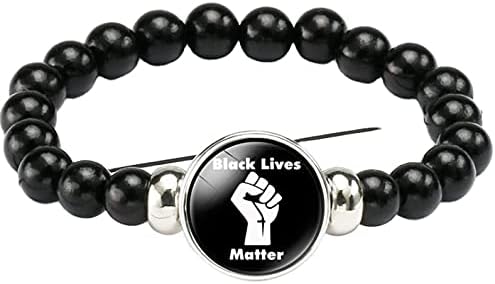 Black Lives Matter Bracelet - BLM Anti-Racism BLM Movement Bracelets Awareness Support Wristband Bracelets (Black)