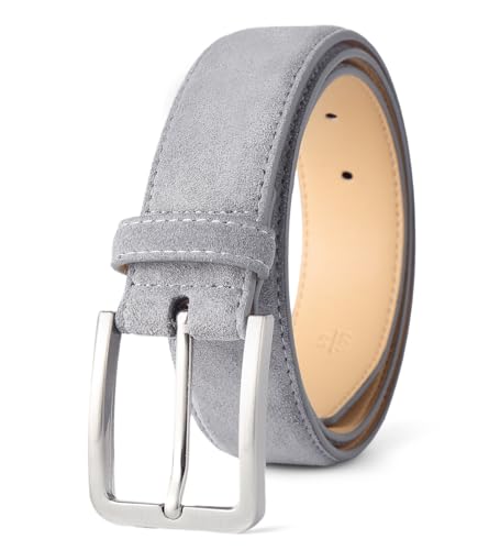 Men's Belt Casual Genuine Leather Suede Belts for Men 1 3/8