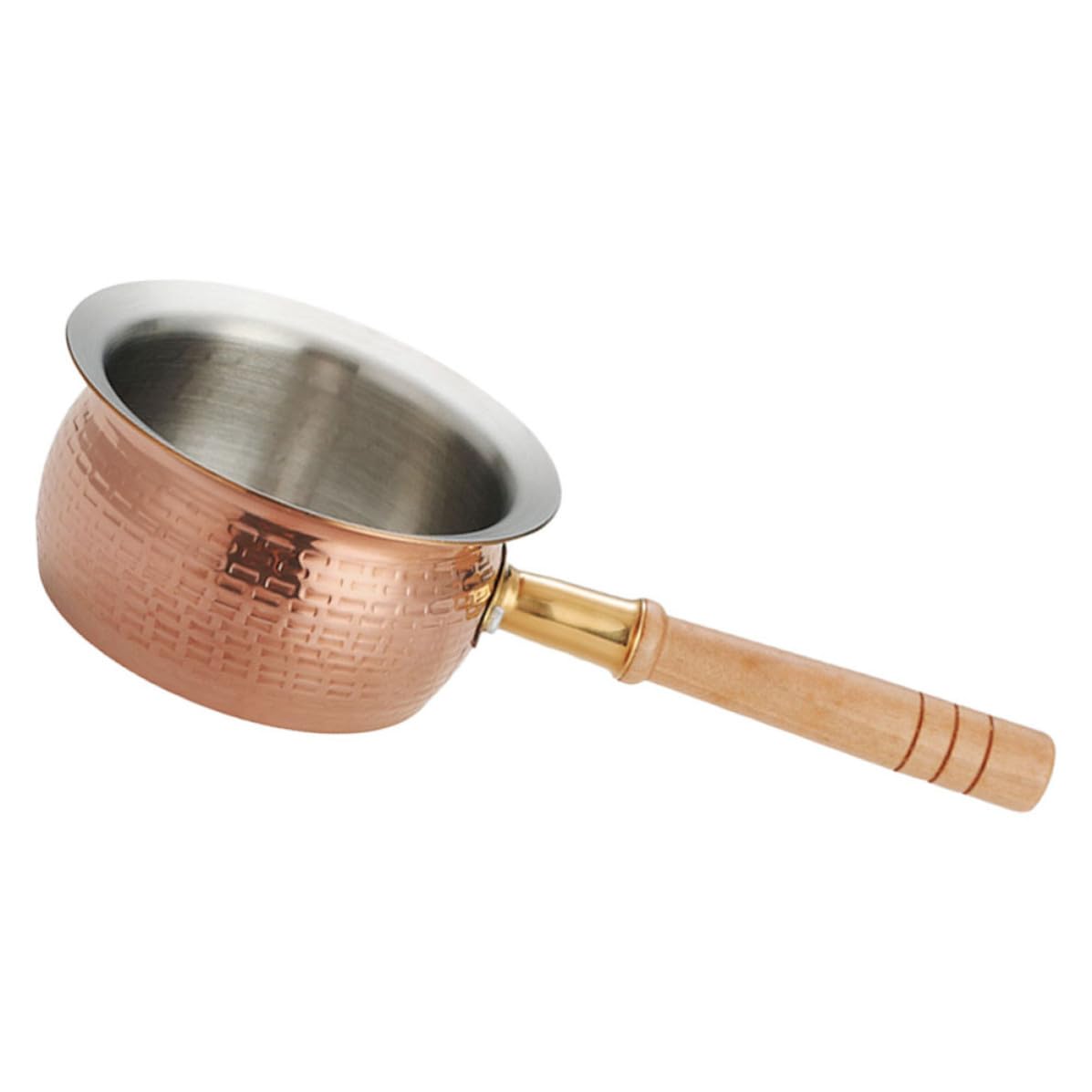 Pentola Piccola in Acciaio Inossidabile da 400ml Manico in Legno Antiscivolo Versatile per Riscaldare Latte e Sciogliere Margarina