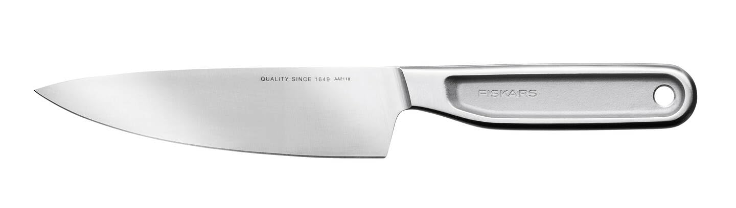 Fiskars Nóż szefa kuchni All Steel, mały, długość całkowita: 25,3 cm, japońska twarda stal Aichi, 1062886