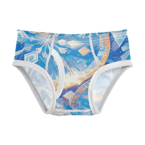 KLL Flying Bitcoins and Snowflakes Oil Painting Little Boys Cotton Boxer Briefs Breathable Children Undies