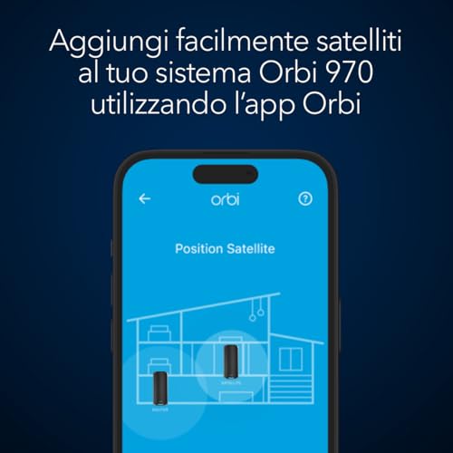 Satellite aggiuntivo Orbi serie 970 (RBE970B) Mesh WiFi 7 Quad-Band Black Edition - Funziona con sistema Mesh o router serie 970 esistente - Copertura fino a 220 m² - BE27000 802.11be - Powerline - Immagine 4