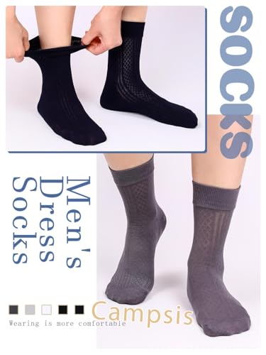 Campsis Men's Viscose Ankle Socks, Cotton Dress Socks, Soft Ankle Sock for Daily(5 Pairs)2