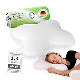 Orthopädisches Seitenschläfer-Kissen ACAMAR mit Aloe Vera Bezug, HWS Nackenstützkissen, Ergonomischer Memory Foam für die Seitenlage, Wellnesskern mit Bambus-Aktivkohle, Aktive Hautpflege mit Oekotex