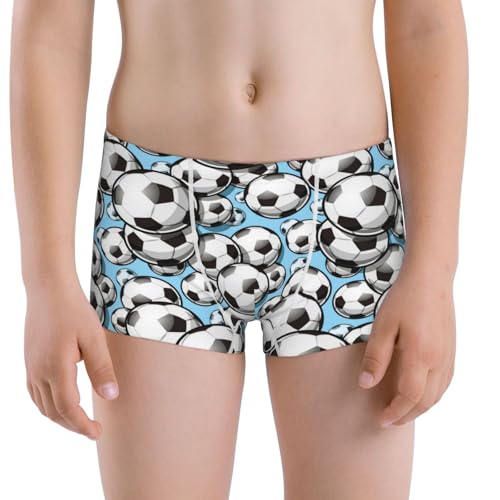 Boys' Cotton Boxer Brief Soft Underwear-Football Soccer Ball