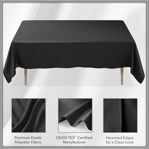 Lann's Linens 10 Pack 70 x 120 Inch Rectangular Tablecloth, Washable Polyester Fabric Table Cloth for Dining Tables, Restaurants, Weddings - Black - Thumbnail 5
