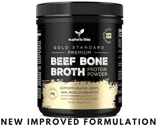 Euphoria Bliss Bone Broth Powder 500g | Sweden Grass Fed | No Hormones or Additives | Unflavoured High Grade Beef Bone Broth | Halal
