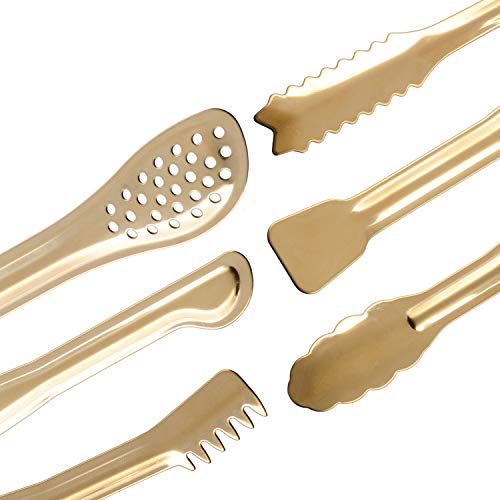 HINMAY 6" Mini Tongs (Gold)