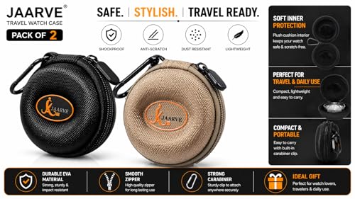 Image of Armor-Shell Watch Travel Case - Crush-Resistant Single Watch Box with Scratch-Guard Zipper & Carabiner | Shockproof Portable Organizer for Luxury, Mechanical & Smartwatches Up to 54mm