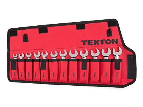 TEKTON WRN01190 Stubby Combination Wrench Set including Roll-up Storage Pouch, Metric, 8 mm - 19 mm, 12-Piece