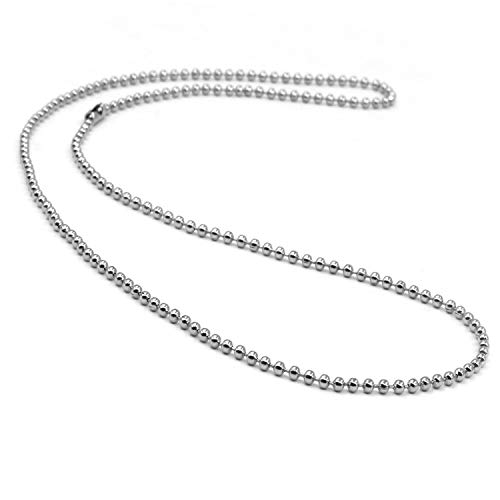 TSJ 20 Pack Silver Ball Chain Necklace 24 Inch Bead Chain Bulk for Light Fixture, Jewelry Making, Fan, Blinds, Fan Pull and Ceiling Fan