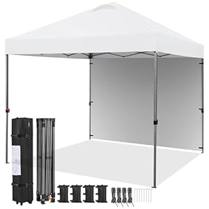 Yaheetech Vouwpaviljoen, 3 x 3 m, met 1 zijwanden, pop-up paviljoen, waterdicht, stabiel, weerbestendig, in hoogte verstelbaar, uv-bescherming 50+, vouwtent, campingpaviljoen met zijpanelen, voor