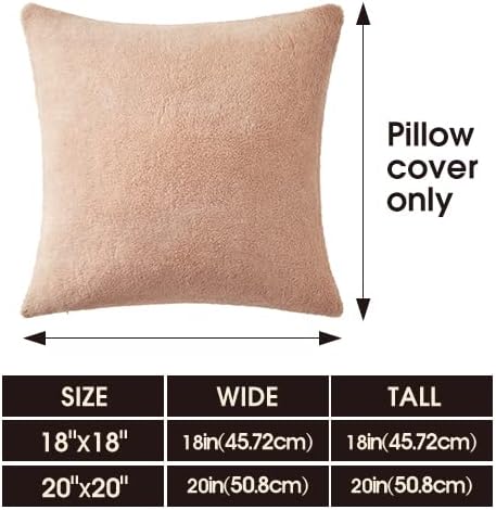 Miniatura 5 de Juego de 2 fundas de almohada de sherpa, acogedoras y esponjosas, fundas de cojín decorativas para sofá, cama, almohadas decorativas, 18 x 18
