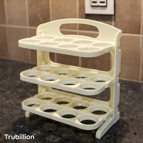 Image of EggFold Stackable 3 Tier Foldable Egg Tray, 24 Egg Storage, 8 Slots Per Layer, Space-Saving Organizer Basket Tray for Fridge Side Door, Tabletop & Cabinet, BPA-Free, Durable, Freezer Safe