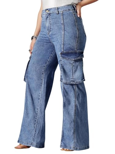 Image of Miss Chase A+ Women's Wide-Leg High Rise Regular Length Stretchable Denim Jeans