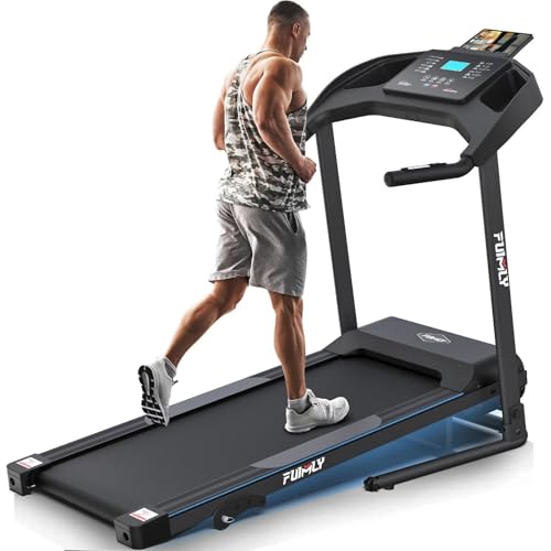 Image of Incline Treadmill Foldable, Smart Portable Treadmills for Home with Body Fat Measurement & Heart Rate Sensor, 3.5HP Heavy Duty Folding Treadmill 400 LB Capacity with Silent Shock Absorption