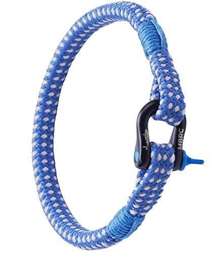 Preisvergleich Produktbild Robustes Armband im maritimen Look - Surferseil - Gewebearmband aus recyceltem Nylon - Edelstahl - Nautische Parakord-Schnur - Herren & Damen - Langlebig (Blue-White, 19)