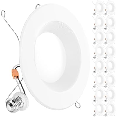 Sunco 16 Pack Retrofit LED Recessed Lighting 6 Inch, Downlight Can Lights for Ceiling, Baffle Trim, 965 LM, 13W (120W Equivalent), 6000K Daylight Deluxe, Dimmable, Damp Rated UL