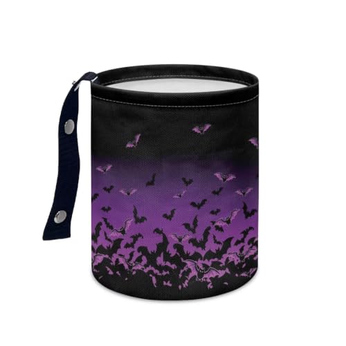 Image of Halloween Bats Car Trash Can Collapsible Portable Small Car Garbage Bin for Front Seat, Back Seat, Floor, Headrest Rubbish Bin Universal for SUV Trucks