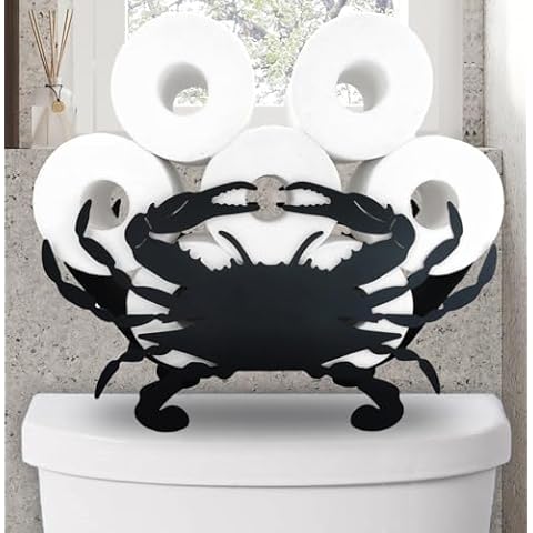 Metal Animals Paper Holders,Funny Black Crab Storage Paper Holders Stand for Indoor Bathrooms Kitchen,Novelty Wall Mounted Toilet Rolls Tissue Paper Storage Fit 8 Rolls,Practical and Convenient Cover