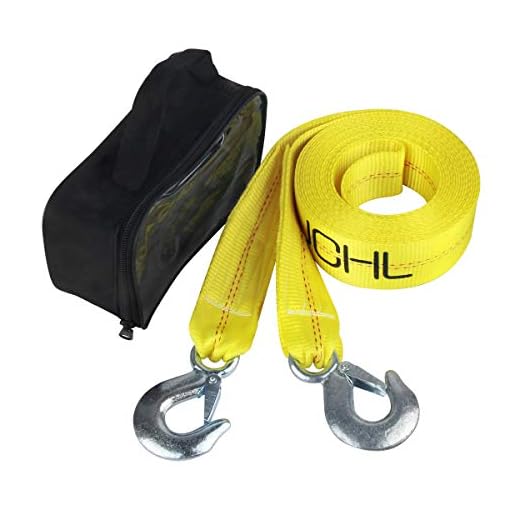 JCHL Nylon Tow Strap with Hooks 2”x20’ Car Vehicle Heavy Duty Recovery Rope 20,000 lbs Capacity Tow Rope for Car Truck Jeep ATV SUV