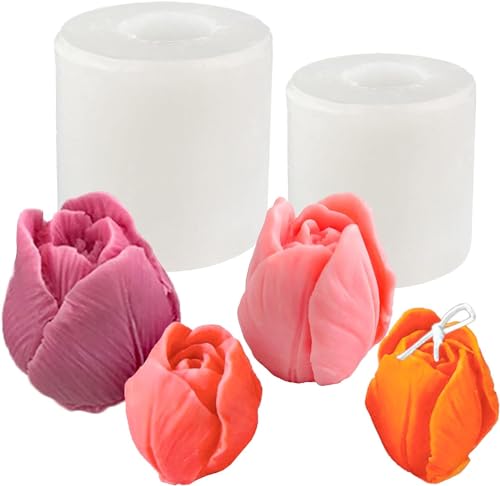 Recopilación de Moldes con formas al mejor precio. 41 Slzhds 2 Moldes para Velas de Flores Tulipán, Moldes para Velas, Flores Silicona, para Jabones Artesanales con Form de Planta 3D, para Fondant de Hechos a Mano, Decoración de...