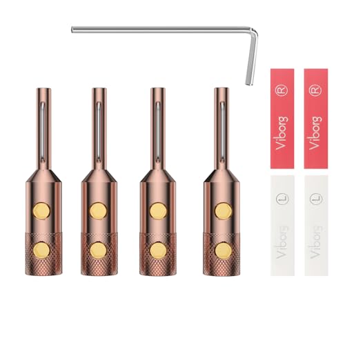 Viborg Speaker Banana Plugs Pure Copper Screw Locking 4MM Speaker Connectors for Hi-End Amplifier Wire, Home Theater, Audio/Video Receiver, Amplifiers and Sound Systems 4PCS (VB401 Pure Copper)