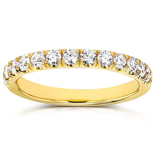 Kobelli Flame French Pave Lab Grown Diamond Comfort Fit Womens Wedding Band 1/2 CTW 14k Yellow Gold (DEF/VS)