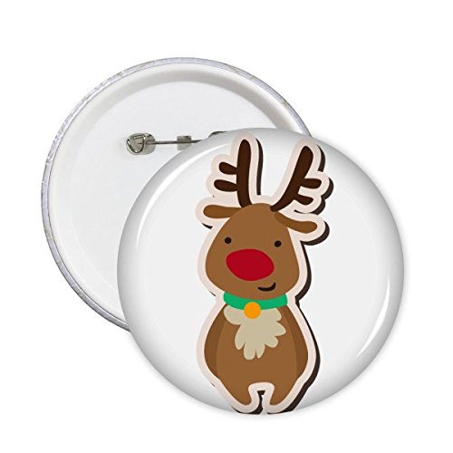 Badge bouton Noël Elk Illustration grand badge rond festival BD 5Pcs