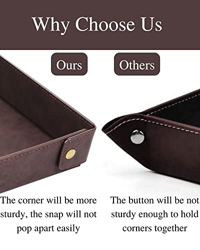 Image of CASIRENA Faux Leather Valet Tray Organizer for Men - Catch-All Tray for Entryway Table Key, Wallet, Watch, Coin Change, Phone, Dresser EDC Dump Jewelry, Bedside Nightstand Desk-top Catchall