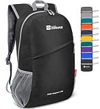 ZOMAKE Ultraleicht Faltbarer Rucksack 20L,Kleiner Rucksäcke Wasserdicht Wanderrucksack Packable Backpack für Damen Herren Outdoor Wandern(Schwarz)