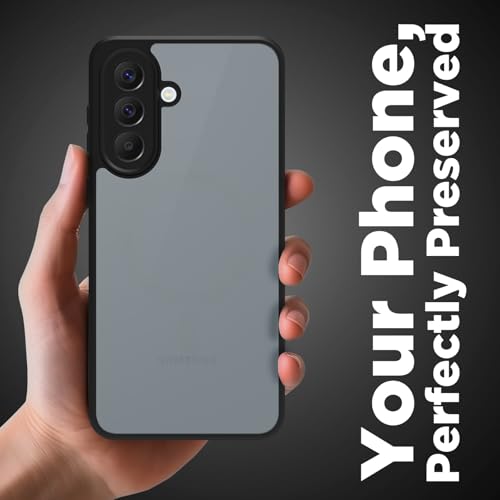 Image of RIGGEAR Shockproof Sleek Hybrid Armor Back Cover Case for Samsung Galaxy A57 5G (Smoke Black Matte PC + Black TPU Bumper)