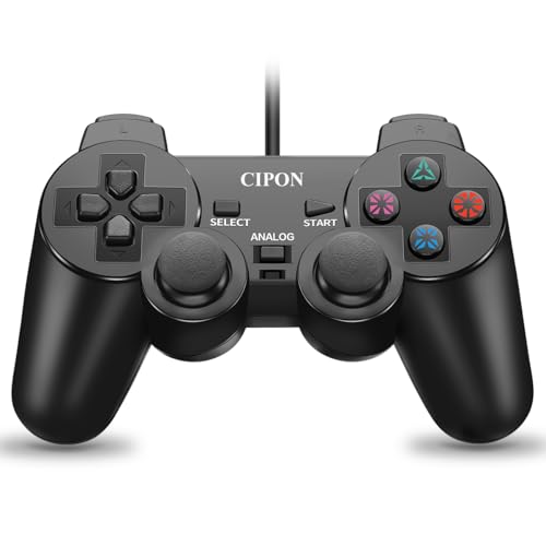 CIPON Controlador con cable compatible con consola PS-2, mando a distancia negro con cable de 2,2 m