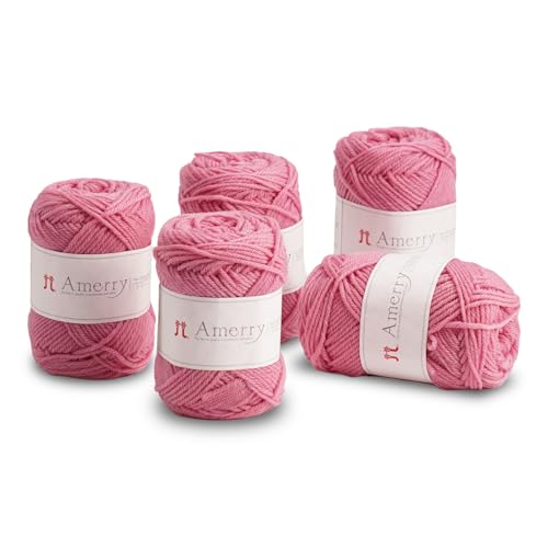 Hamanaka Amerry Garn, 5 Knäuel, mittelschwer, Kammgarn, 70 % neuseeländische Merinowolle, 30 % Acryl-Mischung, weiches und leicht zu strickendes Garn zum Stricken und Häkeln, hergestellt in Japan