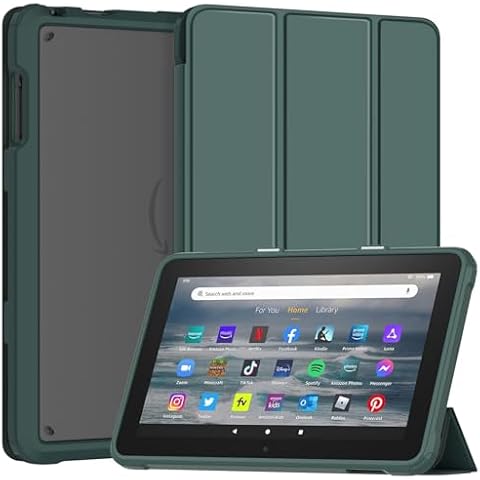 DJ&RPPQ 7 Tablet case with Auto Wake/Sleep Function, Incompatible with Nokia TCL 2022, Smart Trifold Stand with Soft TPU Back Case for 7 Tablet 2022,Dark Green Cover