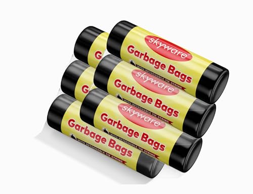 Image of SkyWare Garbage Bags, Extra Large - (29 x 39 Inches) - 10 Bags /Roll, 60 Count (Pack of 6, Black), Plastic