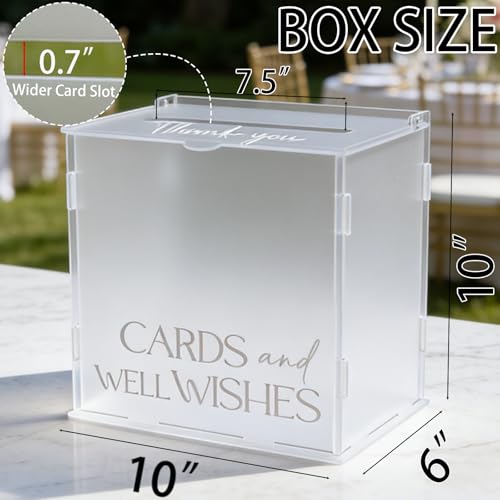 Image of Frosted Acrylic Wedding Card Box, Elegant Matte Gift Card Holder with Slot for Cash Gifts Envelopes, Decorative Table Decor for Wedding Reception Birthday Baby Shower & Graduation Party