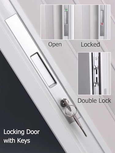 Custom Size Folding Door with Lock & Keys - Removable Waterproof Sliding Door for Outdoor Use, Dimensions 46x80in (116x203cm), Durable Temporary Entry Solution