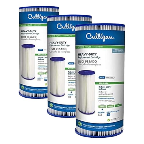 Image of Culligan Whole House Water Filter for Sediment 50 Micron R50-BBSA 10 inchx4.5 inch Long Lasting Water Filter Cartridge Replacement Compatible with Many other Home Water Filtration Systems (Pack of 3)