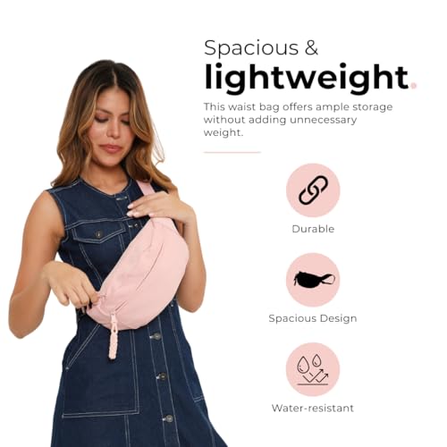 Image of Tressential Waist Bag for Men Women | Cross Body Fanny Pack Sling Bag for Hiking, Travel, Camping, Outdoor Sports, Cycling | Money Belt with Adjustable Strap (Pink)