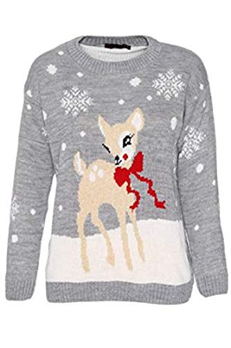 Pull de Noël Bambi en maille grise, le cadeau idéal pour gâter un enfant à Noël