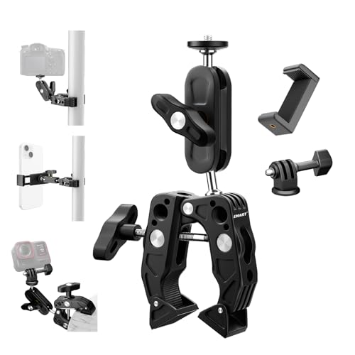 EMART �X�[�p�[�N�����v �A�N�V�����J���� �}�E���g �J�����N�����v�}�E���g���j�^�[ 360��]�\ �}�W�b�N�A�[�� 1/4" 3/8"�l�W �f�X�N/�O�r/go pro �}�E���g/Gopro �A�N�Z�T���[/�X�}�z/�_��/�B�e/�Ɩ��@��/�~���[���X/LE