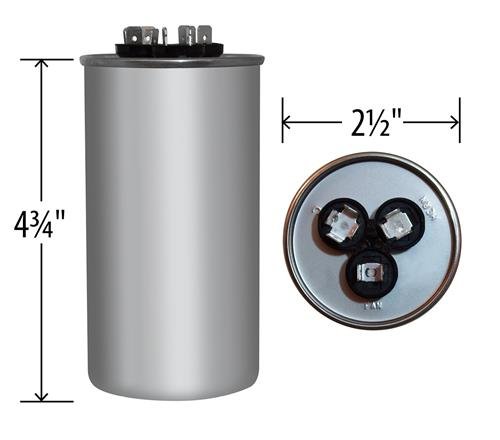 80 + 7.5 Mfd x 370 or 440 VAC, Trane Replacement Dual Round Run Capacitor/Made in The U.S.A.