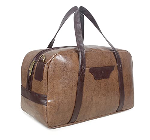 Image of The Clownfish Romer 27 litres Unisex Faux Leather Travel Duffle Bag (Brown)