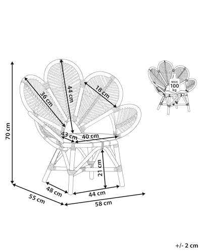 Beliani Peacock Kids Chair Boho Indoor Rattan Seat Natural Florentine II - Image 4