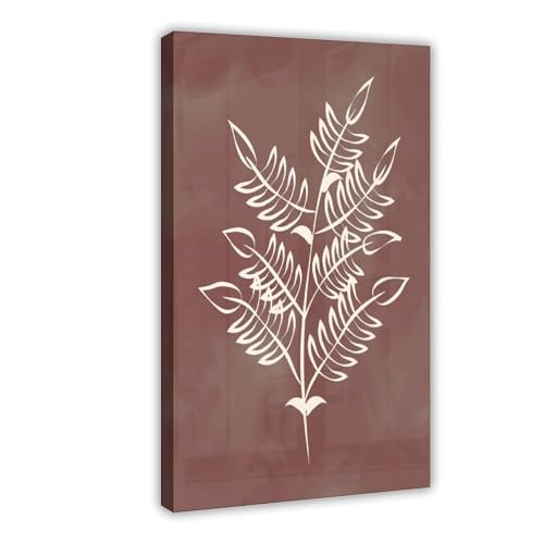 Poster minimaliste marron floral en toile 30x45cm pour deco chambre adulte