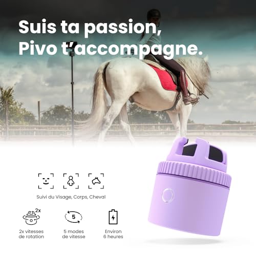 Image of Pivo Equestrian Pod Standalone Auto Tracking Phone Holder, Face, Body & Horse Tracker, 360 Rotation, 6 Speed, Stand for Video Recording (Purple)