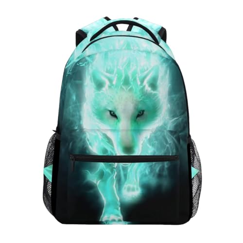 Nerxy Lightweight Cool Cyan Wolf Backpacks Girls School Bags Kids Bookbags 11.6 * 8 * 16in