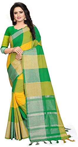 Harvi FashionWomen's Cotton Silk Saree with Blouse Piece (S-CS-Silver)