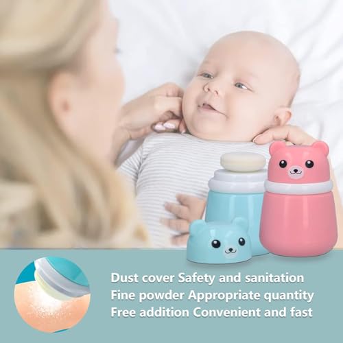 Image of Baby Pack Of 2 Skin Care Powder Talcum Puff Case Cum Container Box Reusable Refillable for Toddlers Kids and Infants for BPA Free (PATTERN 106)